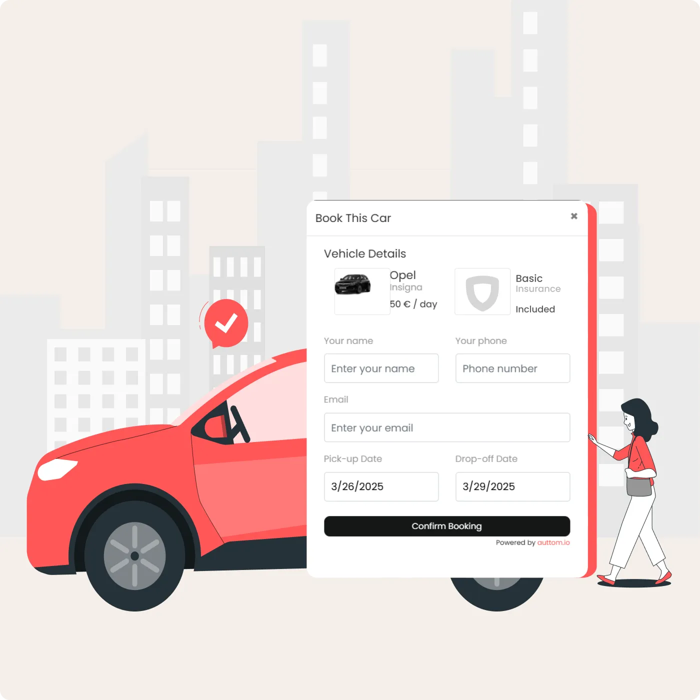 car rental website reservation plugin